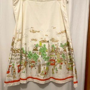 Cream skirt with French city pattern